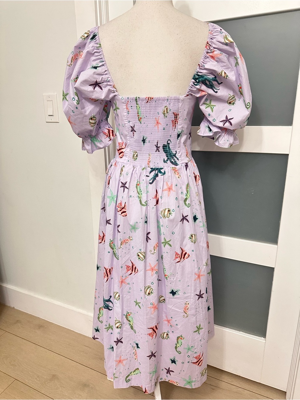 Hill House Ophelia Nap Dress Sea Creatures Puff Sleeve Medium Resort Wear EUC - Picture 10 of 10